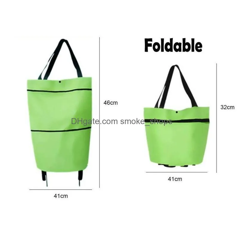 storage bags blue retractable roller fashion portable shopping wheel bag foldable back grocery rack bagstorage