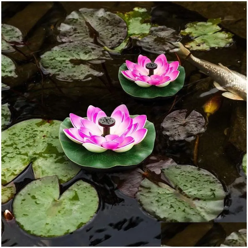 Garden Decorations Bird Bath Lotus Solar Fountain Waterscape Garden Floating Water For Fish Tank Pool Decoration Drop Delivery Home Ga Dhsfi