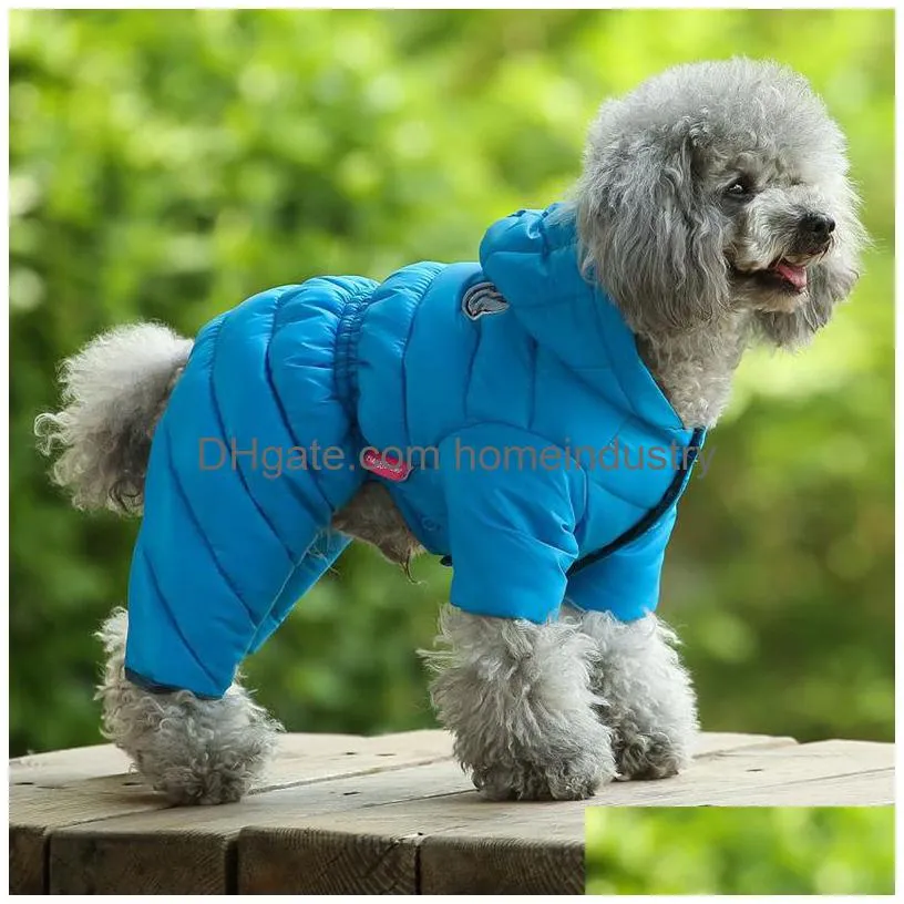Designer Dog Clothes Winter Apparel Waterproof Windproof Dogs Coats Warm Fleece Padded Cold Weather Pet Snowsuit For Chihuahua Poodles Dhmtb