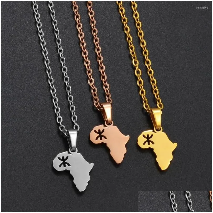 Pendant Necklaces Pendant Necklaces Anniyo 1.5Cm Mini Africa Berbers Symbol Stainless Steel African Berber Kabyle Style Amazigh Jewelr Dhfzg