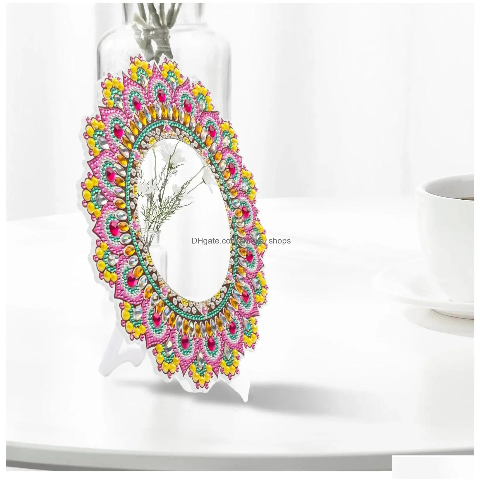 crafts diy diamond painting mirror mandala pattern rhinestone embroidery mosaic makeup mirror wall hanging ornament decor gift for