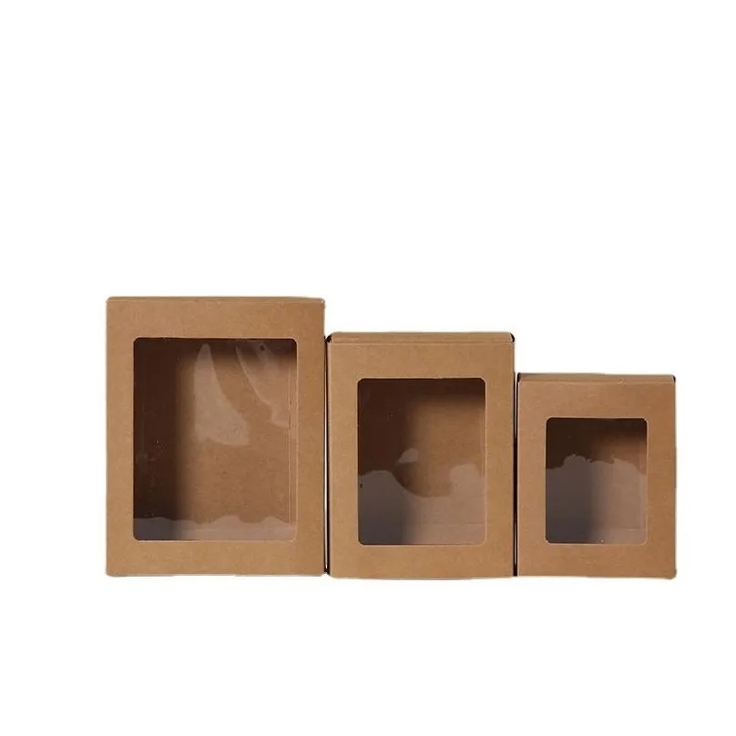Gift Wrap White Brown Kraft Paper Der Type Gift Box With Clear Pvc Window Wedding Clothes Socks Underwear Packaging Drop Delivery Home Dhpwx