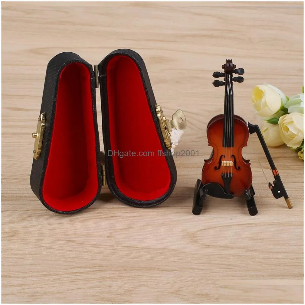 high quality mini violin upgraded version with support miniature wooden musical instruments collection decorative ornaments