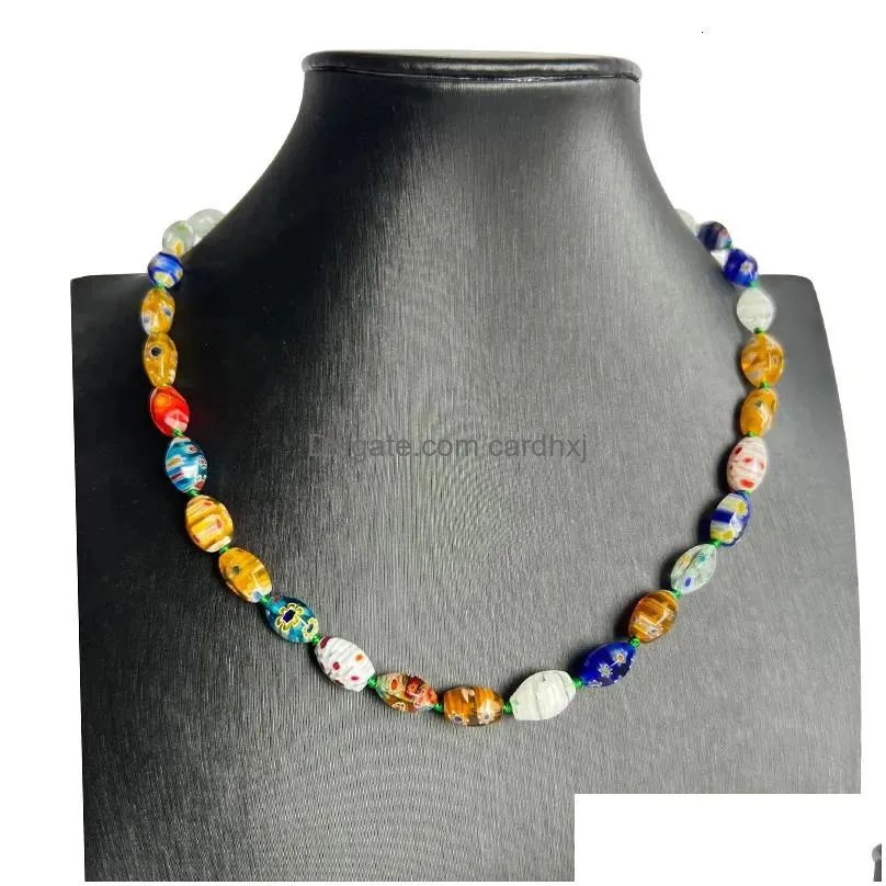 Pendant Necklaces Pendant Necklaces 1Pcs/Lot Millefiori Glass Lampwork Murano Round Beads Necklace Girls Jewelry Gift 230605 Drop Deli Dh0Sh