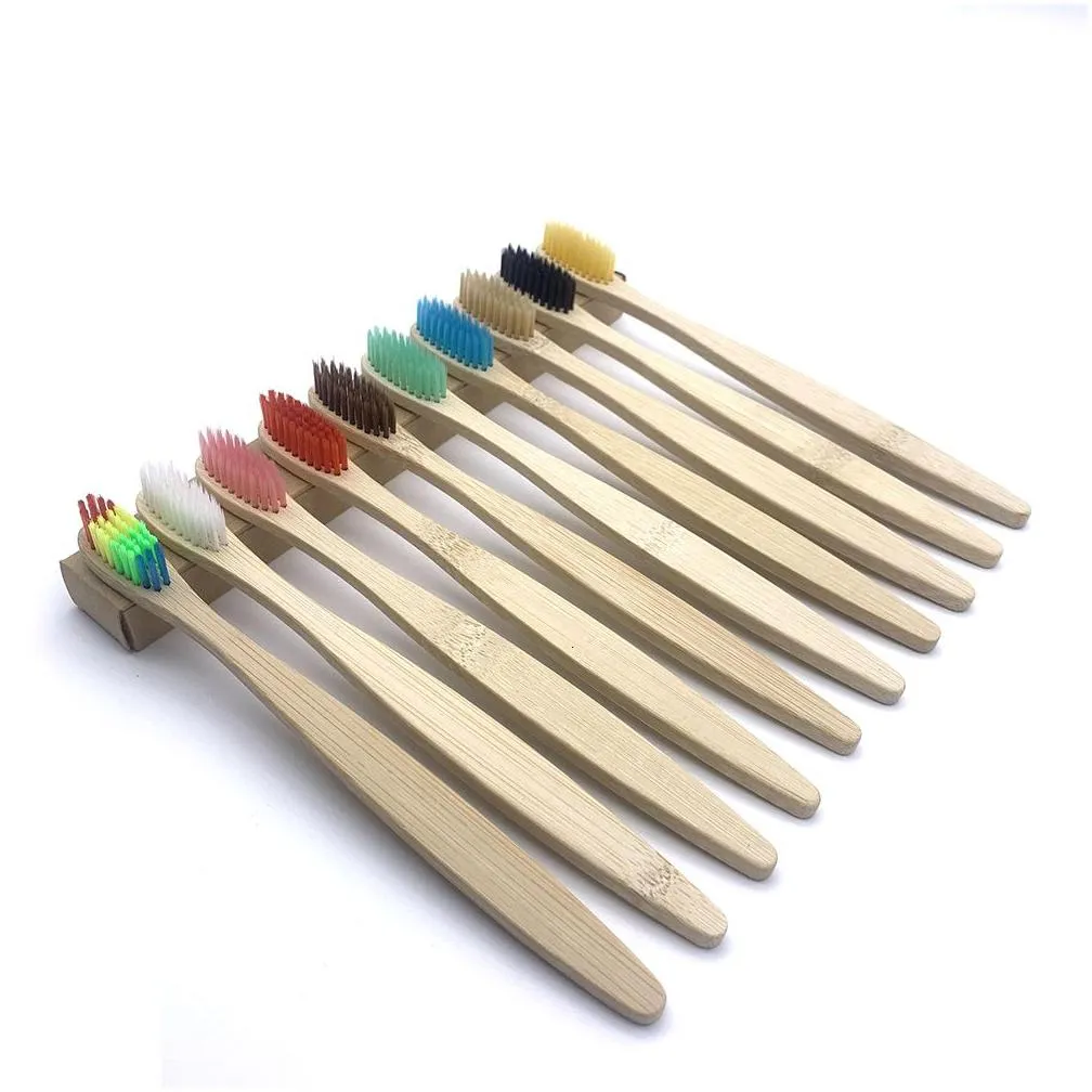 toothbrush 50pack bamboo biodegradable soft bristle wood teeth brush mix color handle ecofriendly oral care 230228