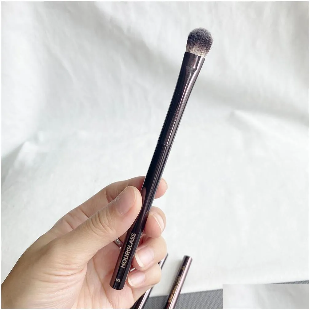 hourglass eye makeup brushes set luxury eyeshadow blending shaping contouring highlighting smudge brow concealer liner cosmetics brushes tools metal soft