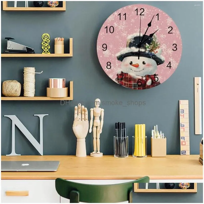 wall clocks christmas snowflake snowman clock dinning restaurant cafe decor round silent home decoration