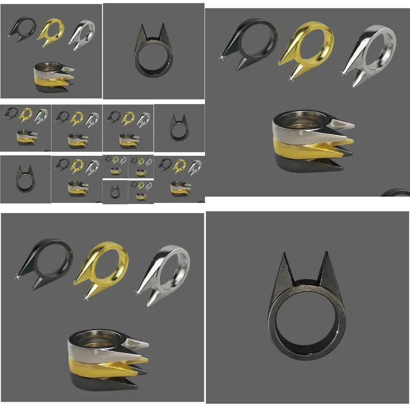 Band Rings Cats Ear Ring Stainless Steel Survival Edc Tool For Women Men Cute Wholesales Drop Delivery Jewelry Ring Dhbru