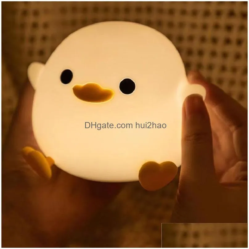 doudou duck silicone induction night light atmosphere light bedroom bedside light usb charging sleep pat light