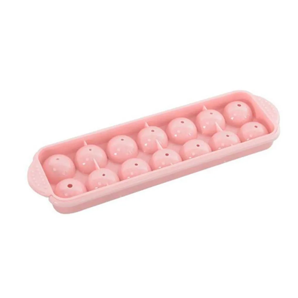 Ice Cream Tools 14 Grid 3D Round Balls Ice Molds Plastic Tray Home Bar Party Hockey Holes Making Box With Er Diy Mods Drop Delivery Ho Dh7Jt