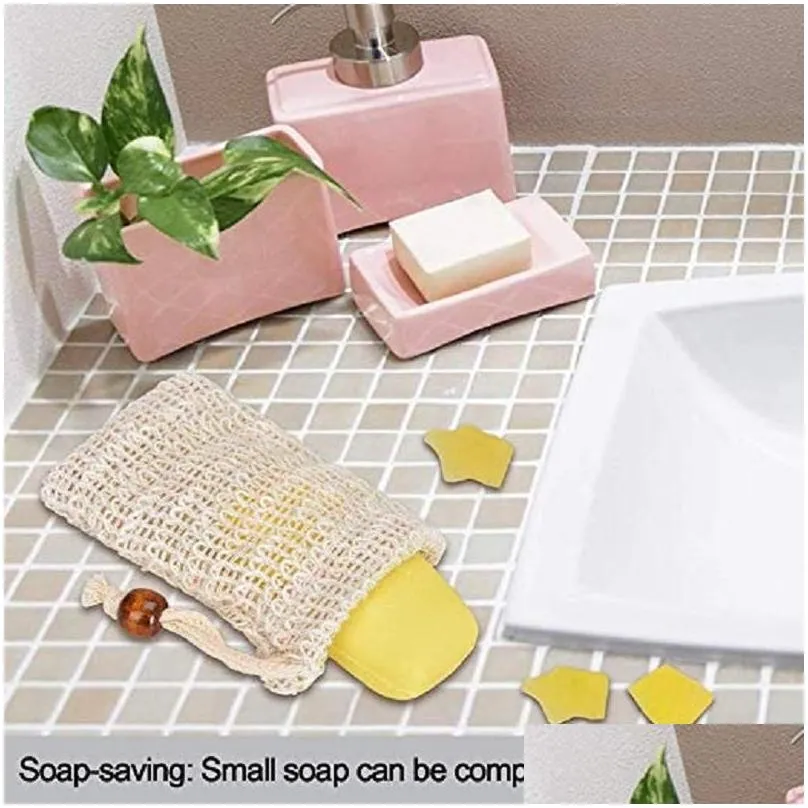 Natural Exfoliating Mesh Soap Savers Bag Scrubbers Pouch Holder For Shower Bath Foaming And Drying 6*3.5inch