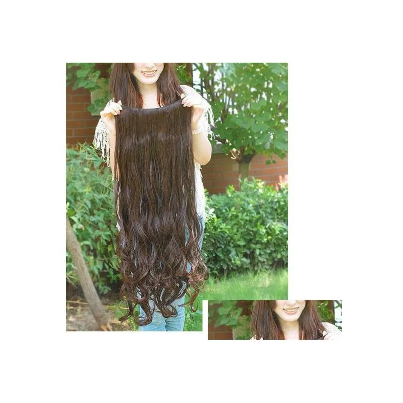 excellent quality super long clips in hair extensions synthetic hair curly thick 1 piece for full head high quality