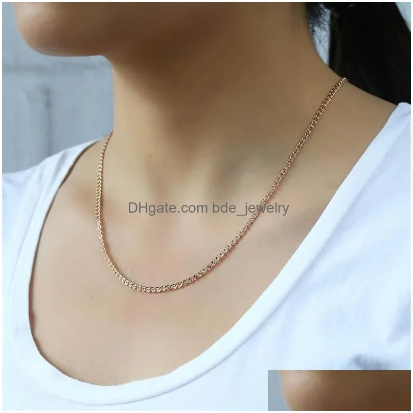 chains 3mm men womens snake necklace 585 rose gold link filled fashion jewelry gifts whole party wedding 50 60cm gn462245z