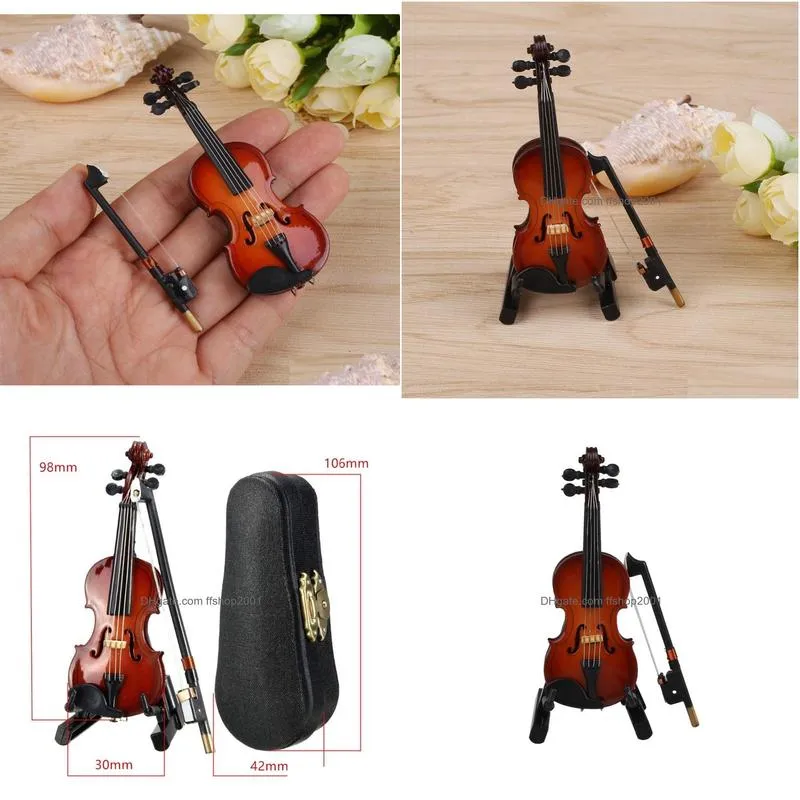 high quality mini violin upgraded version with support miniature wooden musical instruments collection decorative ornaments