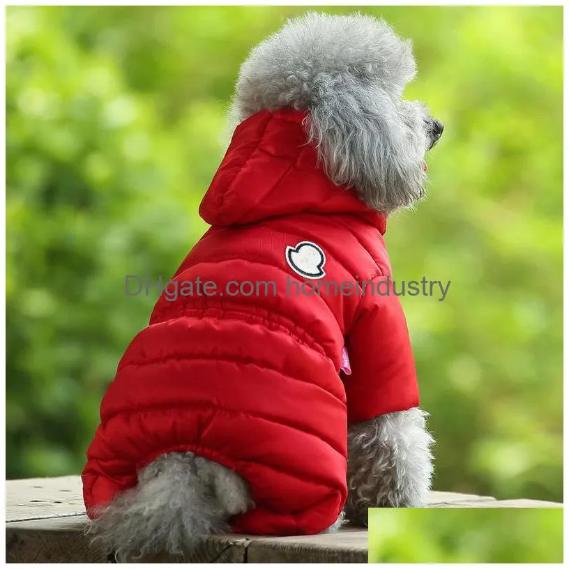 Designer Dog Clothes Winter Apparel Waterproof Windproof Dogs Coats Warm Fleece Padded Cold Weather Pet Snowsuit For Chihuahua Poodles Dhmtb