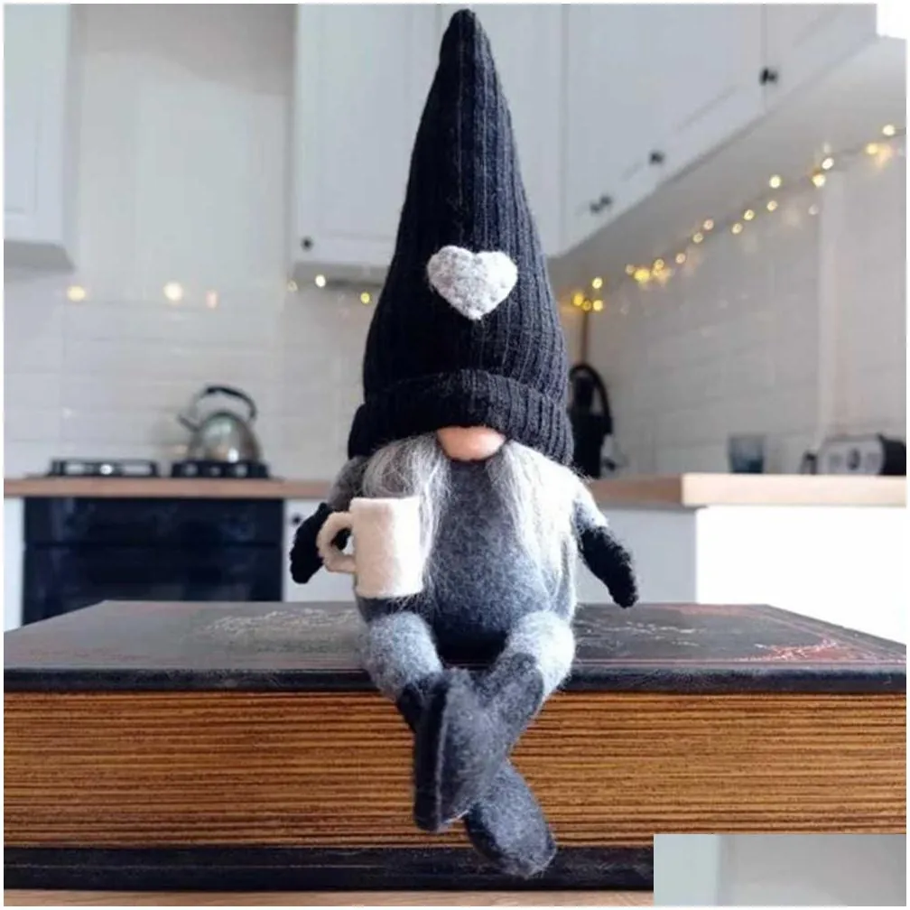 Decorative Objects & Figurines Christmas Plush Doll Coffee Gnome Dolls Gnomes Bar Decoration For Farmhouse Kitchen Souvenirs Drop Deli Dh1Gc