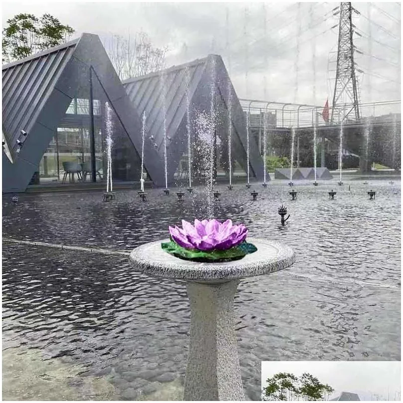 Garden Decorations Bird Bath Lotus Solar Fountain Waterscape Garden Floating Water For Fish Tank Pool Decoration Drop Delivery Home Ga Dhsfi