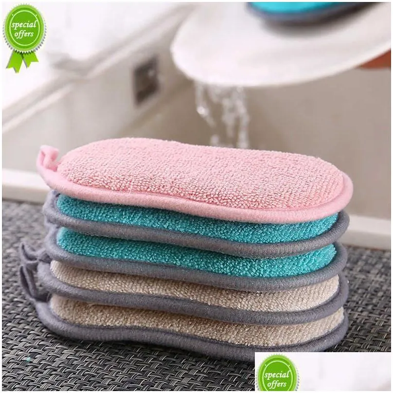 Sponges & Scouring Pads New 6/3/1Pcs Double Sided Kitchen Cleaning Magic Sponge Scrubber Sponges For Dishwashing Bathroom Accessories Dh6Lo