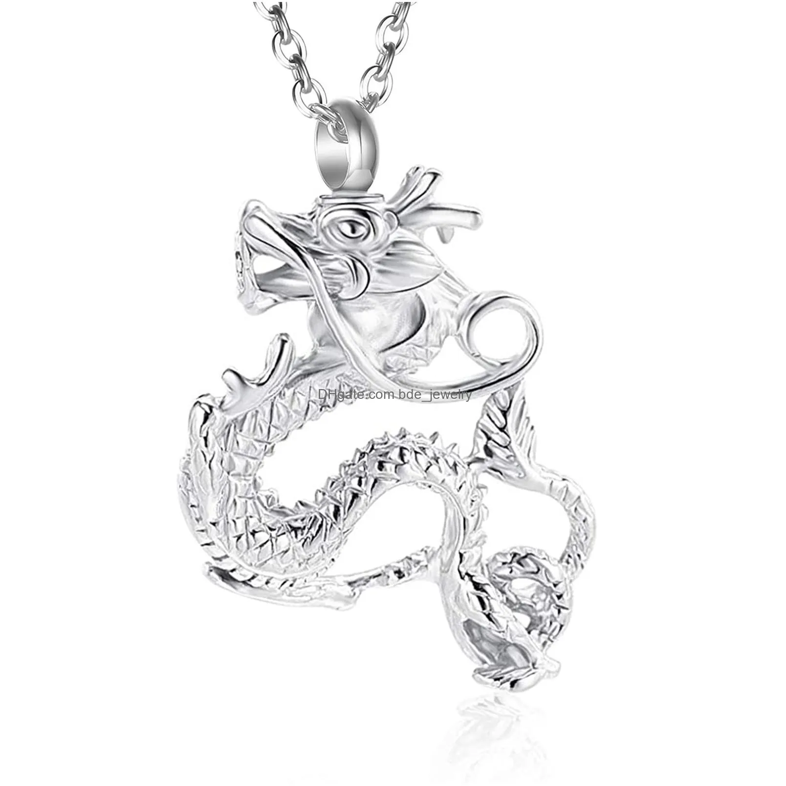 dragon cremation jewelry for ashes stainless steel keepsake pendant holder ashes memorial funeral urn necklace for men women242m