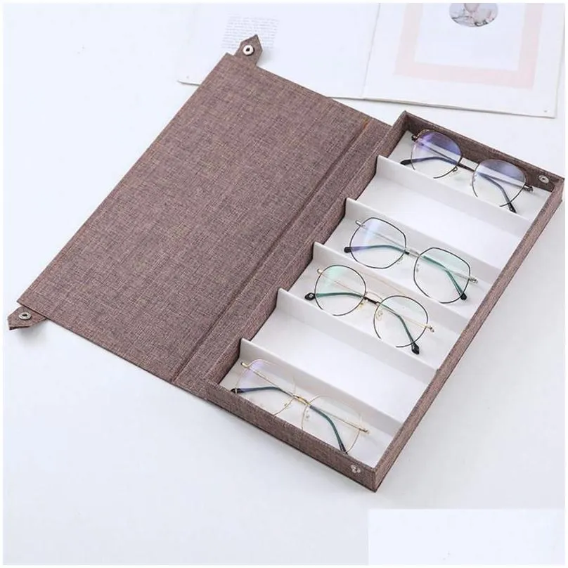 Jewelry Pouches, Bags Jewelry Pouches Bags Stylish 6 Grids Eyeglasses Case Box Storage Display Portable Organizer Tray For Sunglass Sh Dhmyo