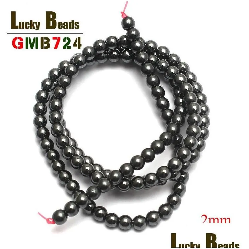 Other Other 2Mm Natural Stone Beads Black/Mticolor/Gold/Sier Plated Hematite For Jewelry Making Diy Bracelet 15Inches Strands Kenn22 D Dhwux