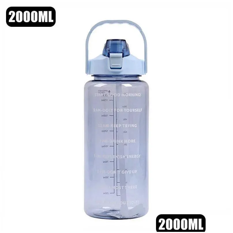 Water Bottles 2 Liter Outdoor Sports Drinking Bottles With Time Marker Water Bottle St Large Capacity Cup Fitness Drop Delivery Home G Dhfhr