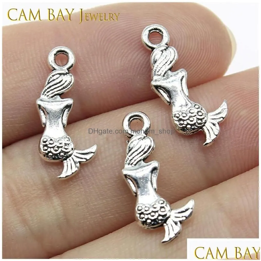 arts and crafts 200pcs 4colors 20x4mm alloy mermaid charms metal pendants for diy necklace bracelets jewelry making handmade drop de