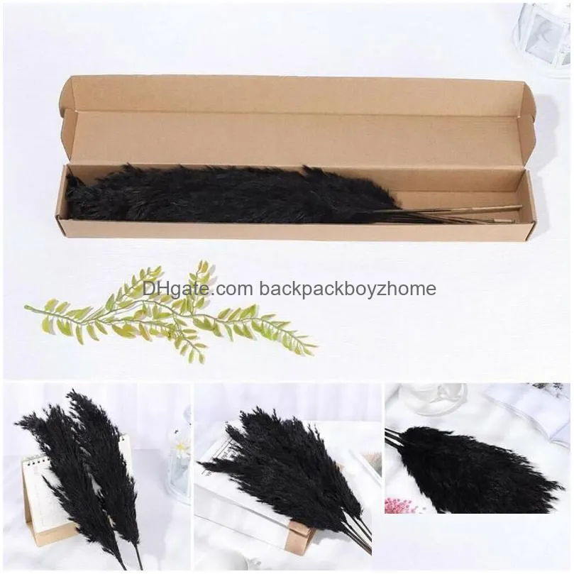 decorative flowers wreaths 1pc black dried bouquets plant stems reed real flower pampas wedding craft shooting grass decor natural props