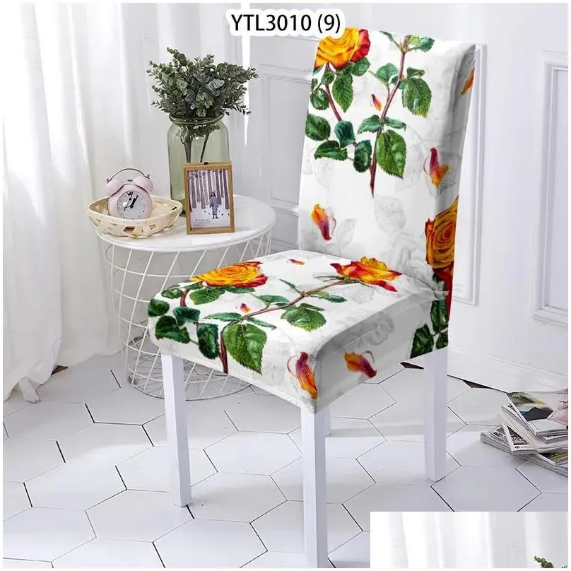 Chair Covers Chair Ers Painted Flowers Kitchen Elf Christmas Decoration Recliner Er Spandex Dinning Table Desk Drop Delivery Home Gard Dhjl0