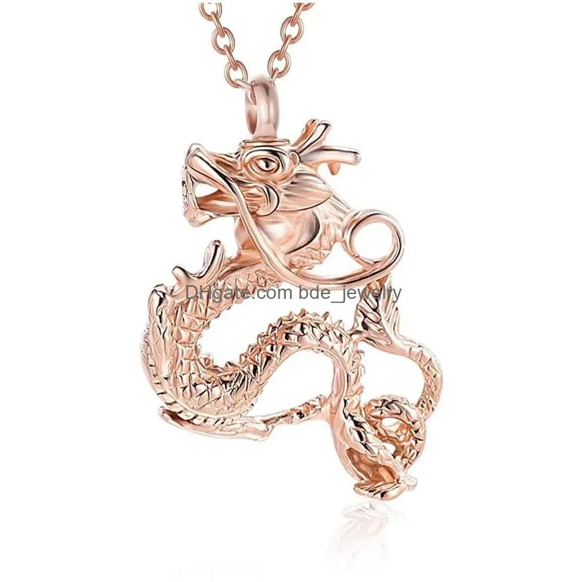 dragon cremation jewelry for ashes stainless steel keepsake pendant holder ashes memorial funeral urn necklace for men women242m