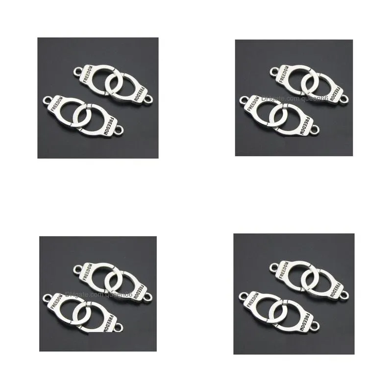 Connectors 50Pcs/Lot Ancient Sier Alloy Handcuffs Charms Components Pendants For Diy Jewelry Making Findings 40X15Mm Drop Delivery Jew Dhz5A