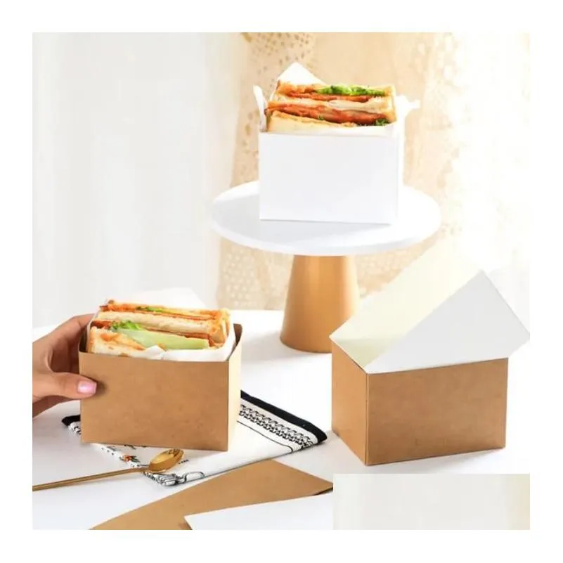 Gift Wrap Gift Wrap Food Hamburger Wrap Box Oilproof Cake Sandwich Bakery Bread Breakfast Wrapper Paper For Wedding Party Supply Drop Dhe8J
