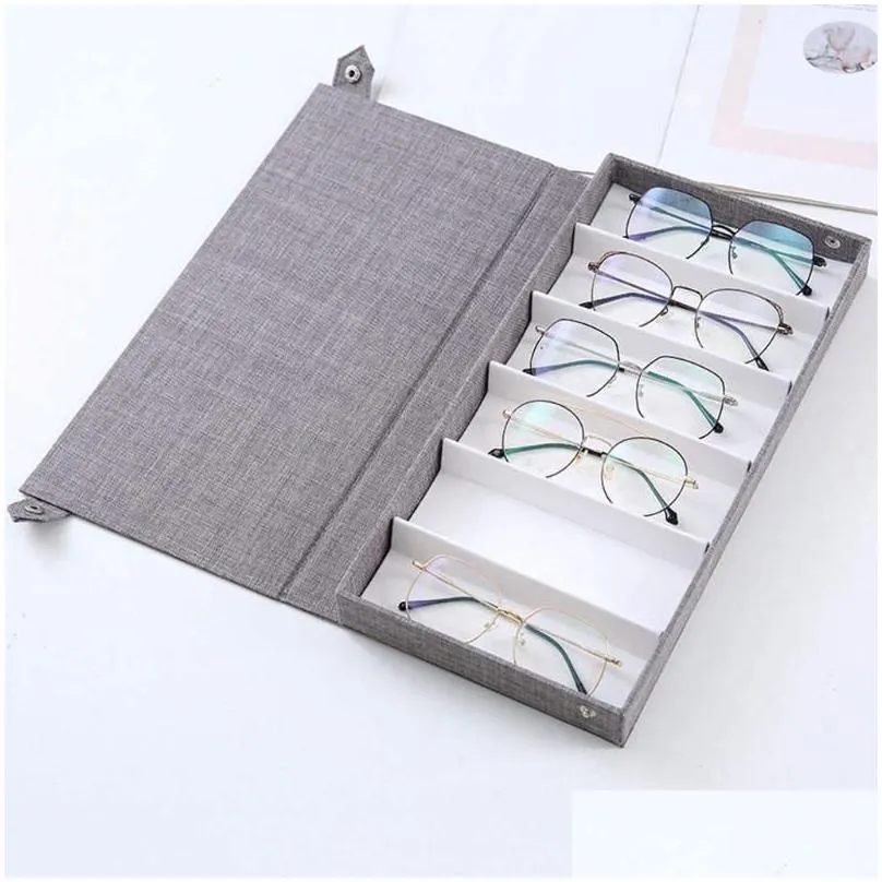 Jewelry Pouches, Bags Jewelry Pouches Bags Stylish 6 Grids Eyeglasses Case Box Storage Display Portable Organizer Tray For Sunglass Sh Dhmyo