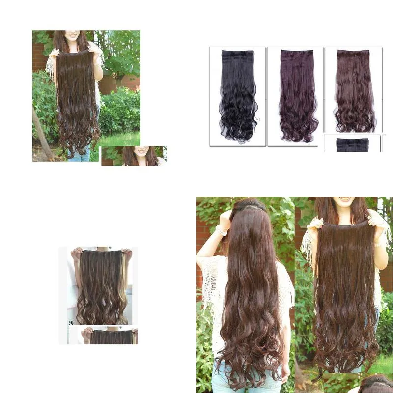 excellent quality super long clips in hair extensions synthetic hair curly thick 1 piece for full head high quality