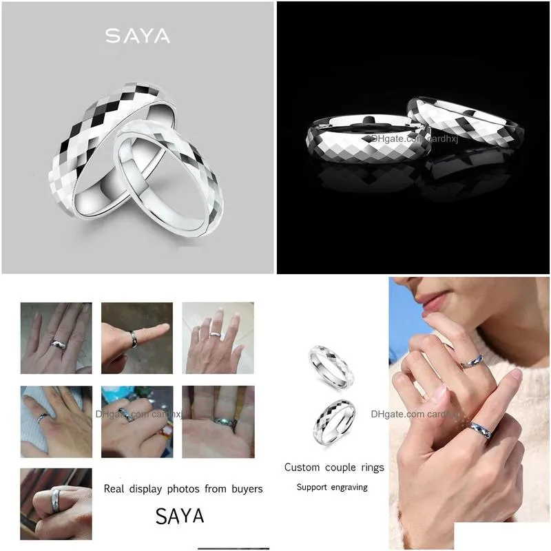 Wedding Rings Wedding Rings Ring For Men And Women Tungsten Band Romantic Jewelry Couple Comfort Fit High Polished Customized 231021 D Dht4A