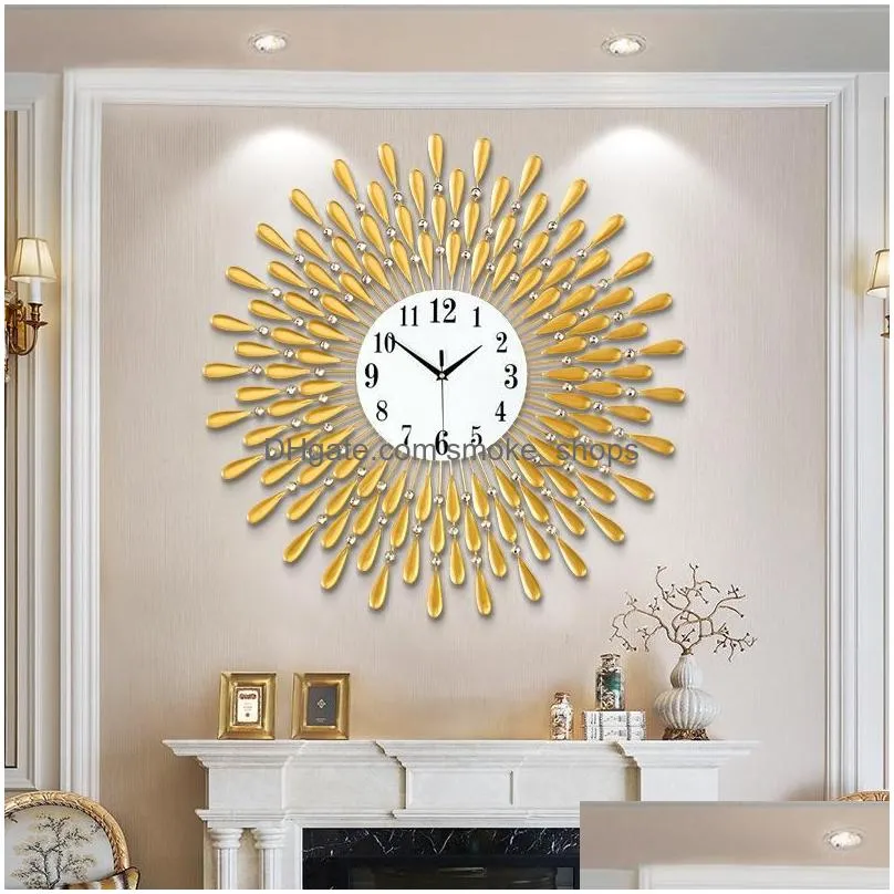 wall clocks ly 3d large clock crystal sun modern style silent for living room office home decoration digital
