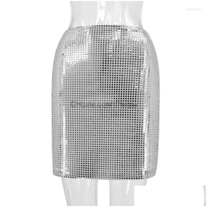skirts woman fashion 2022 y2k sexy womens solid color slim fit mesh silver sequin pack hip mini skirt clothes