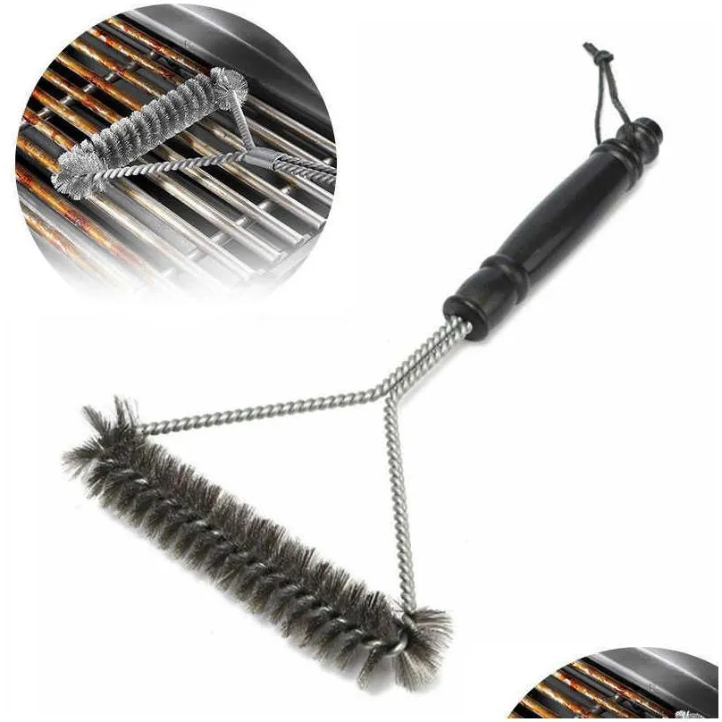 Bbq Tools & Accessories Barbecue Grill Bbq Brush Clean Tool Accessories Stainless Steel Bristles Non-Stick Cleaning Brushes Drop Deliv Dhlgi