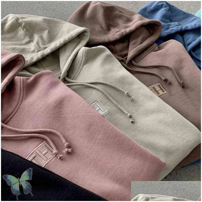 Men`S Hoodies & Sweatshirts Embroidery Kith Hoodie Sweatshirts Men Women Box Hooded Sweatshirt Quality Inside Tag 211221 Drop Delivery Dhczv