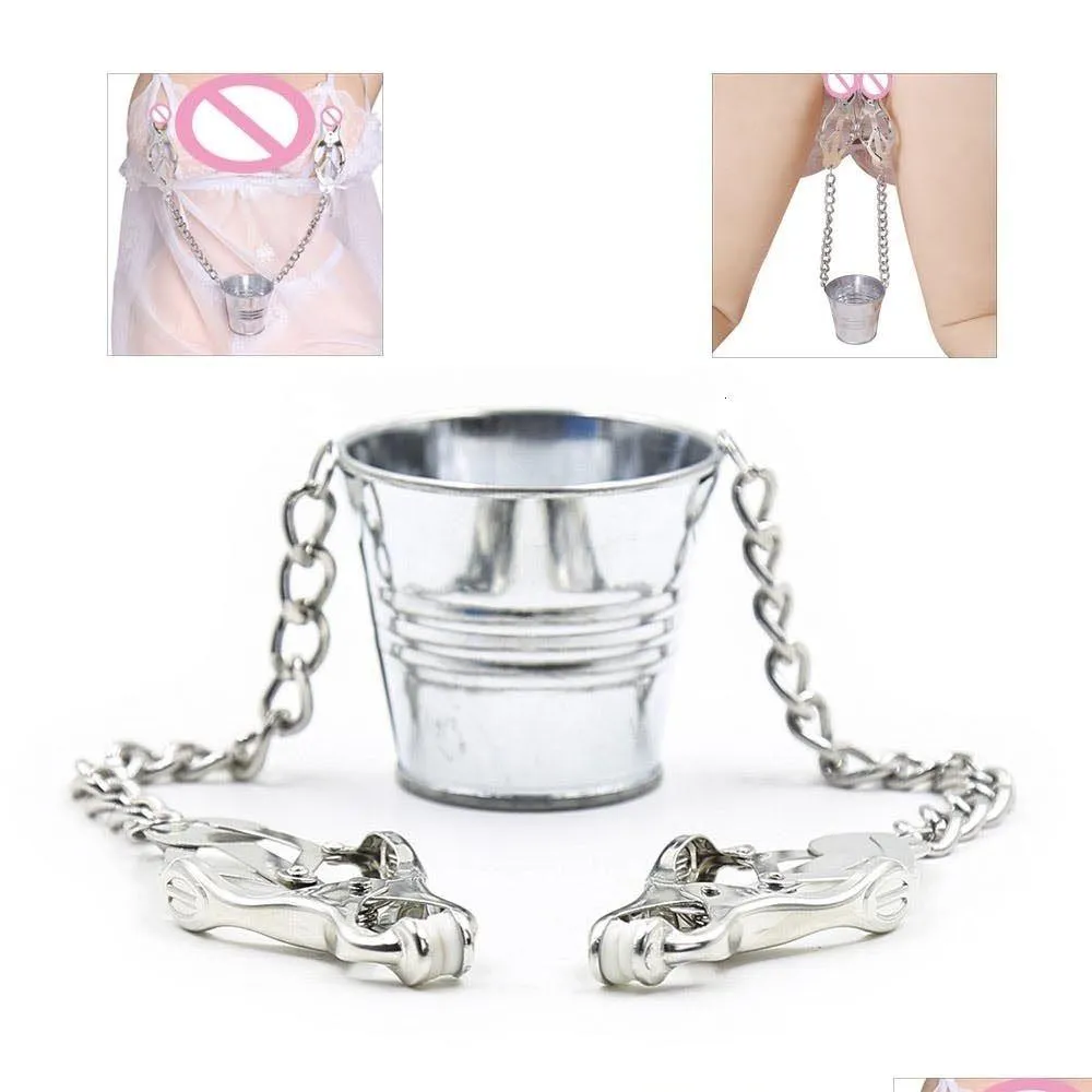 Nipple Rings Nipple Rings Bdsm Metal Clamps Labia Breast Clip Chain Slave Adjustable Weight Bucket Stimator Toys For Drop Delivery Jew Dhqde