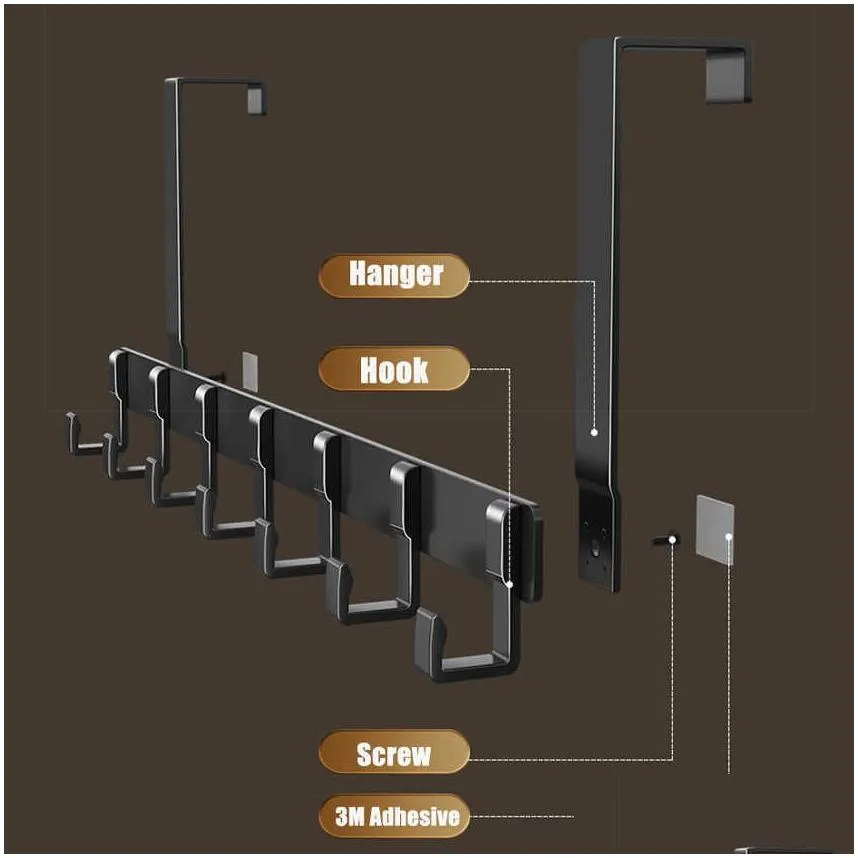 Hooks & Rails Punch- Door Hanger Hook Keys Clothes Bag Holder Rack Household Accessories Shelf Bathroom Robe Drop Delivery Home Garden Dhbxl