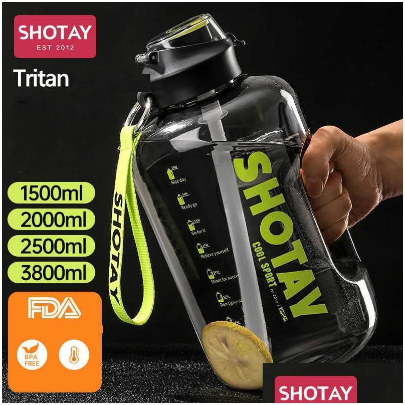 Water Bottles 1.5 2 Liter Bpa Sport Bottle Kettle 1 Gallon Large Capacity Tritan Water With St Drink Waterbottle Gym Cup Drop Delivery Dhv6A