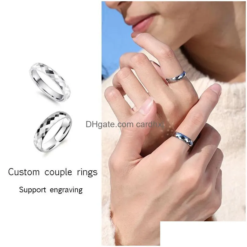 Wedding Rings Wedding Rings Ring For Men And Women Tungsten Band Romantic Jewelry Couple Comfort Fit High Polished Customized 231021 D Dht4A