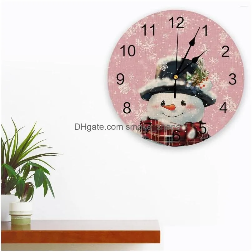 wall clocks christmas snowflake snowman clock dinning restaurant cafe decor round silent home decoration