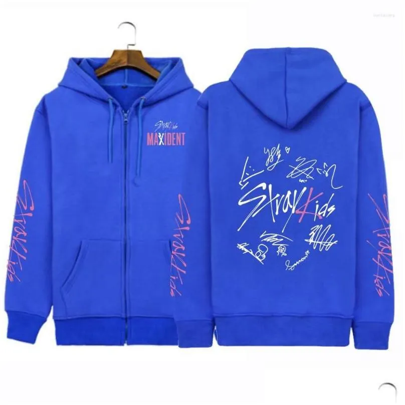 Men`S Hoodies & Sweatshirts Mens Hoodies 2022 Stray Kids Maxident Skzoo Zipper Hoodie Sweatshirts Winter Warm Woman Man Clothes Drop D Otryz