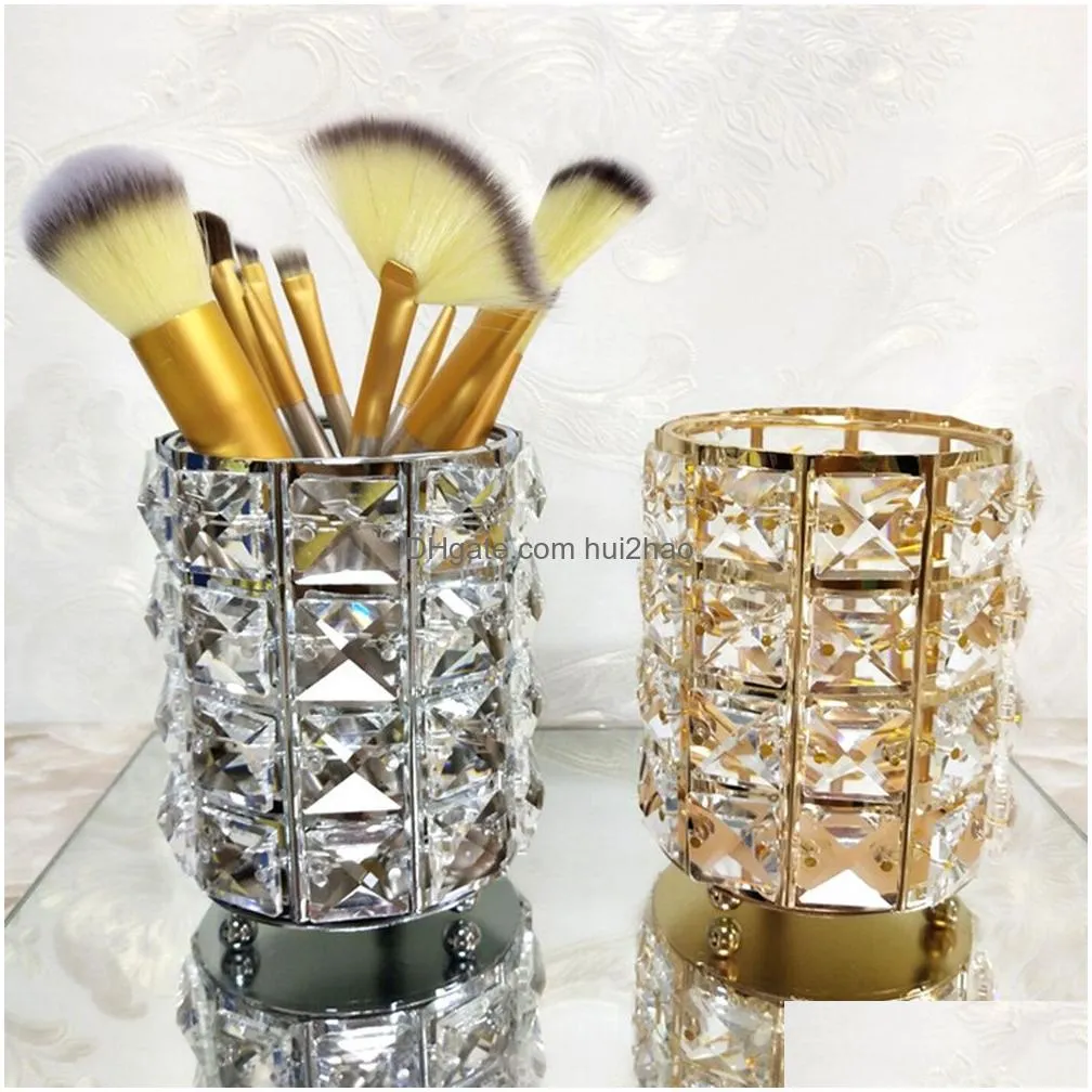 enipate european makeup brush storage holder pen holder crystal bucket eyebrow pencil comb cosmetic storage box brush organizer5233578