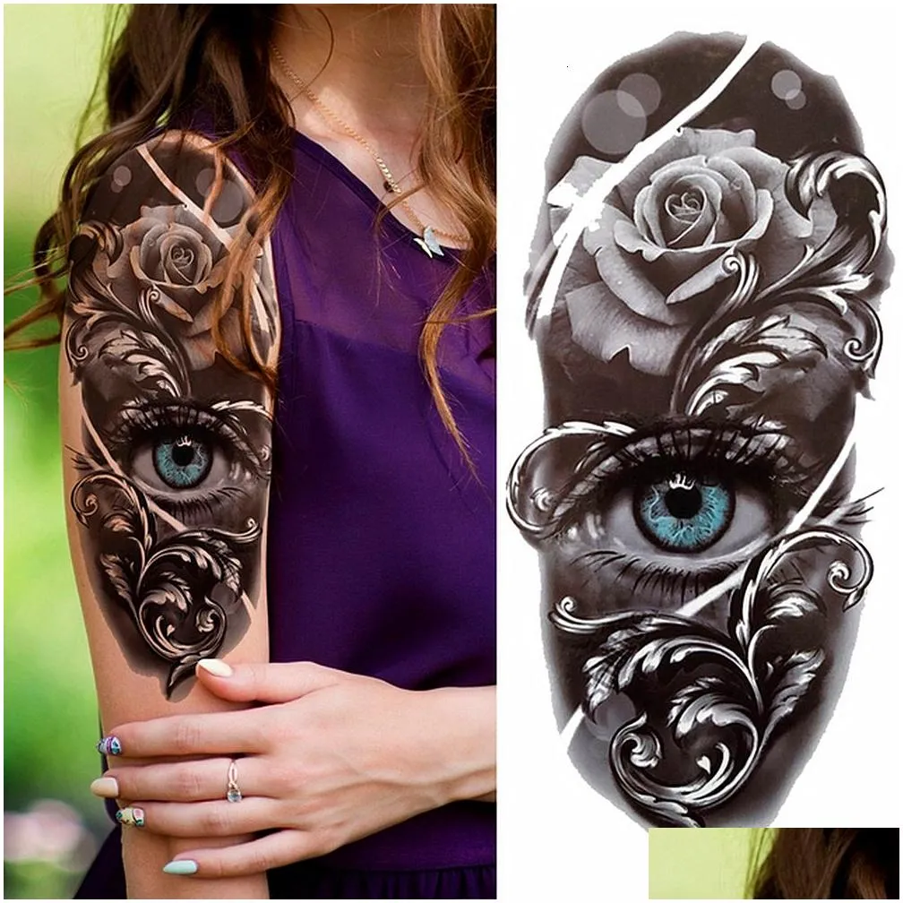 temporary tattoos 100 piece wholesales waterproof temporary tattoo sticker wolf tiger skull snake flower body arm henna fake sleeves man women