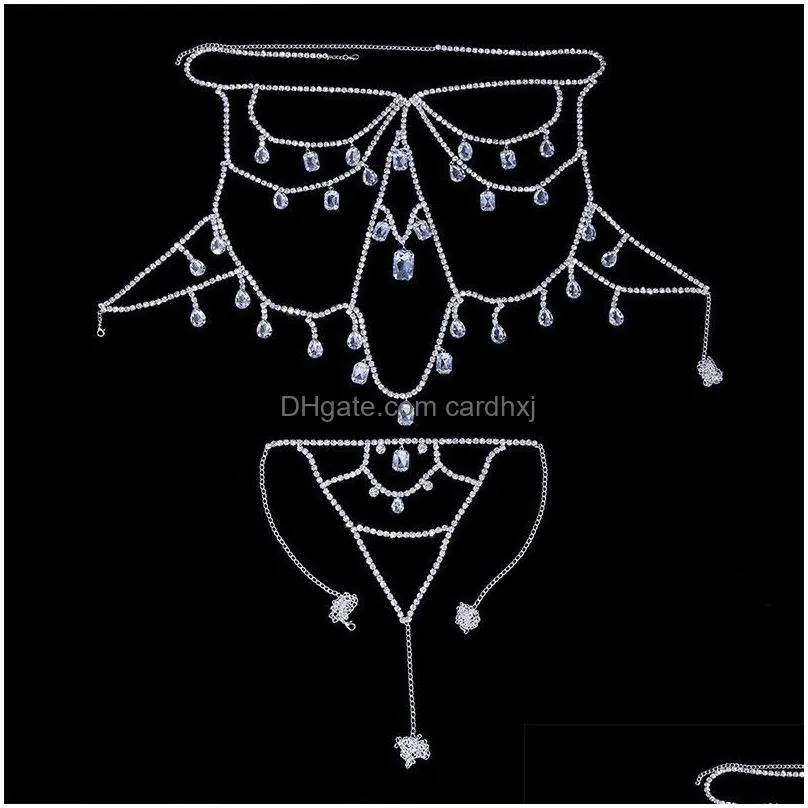 Navel & Bell Button Rings Navel Bell Button Rings Pendant Collier Bikini Body Chain Harness Boho Jewelry Y Breast Bra Maxi Necklace Wo Dhtyq