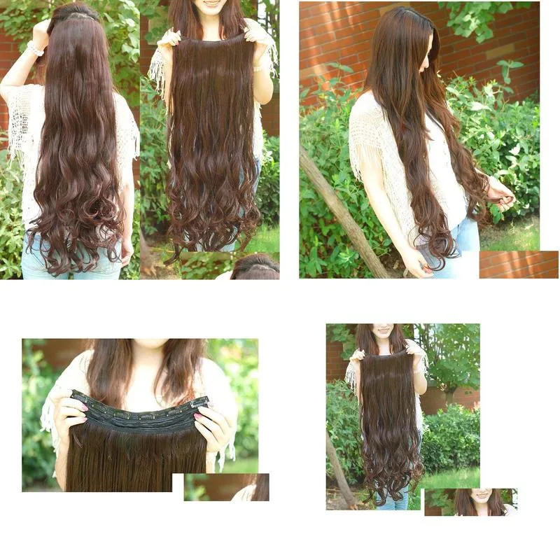 excellent quality super long clips in hair extensions synthetic hair curly thick 1 piece for full head high quality