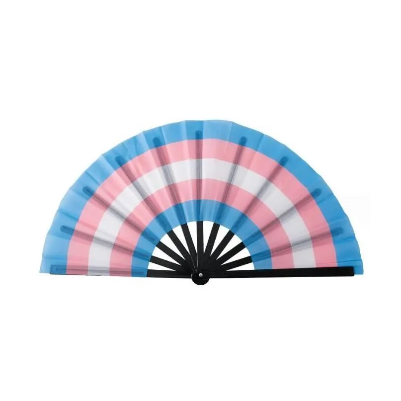 Party Favor Rainbow Folding Fans Lgbt Colorf Hand-Held Fan For Women Men Pride Party Decoration Music Festival Events Dance Rave Suppl Dhtrh